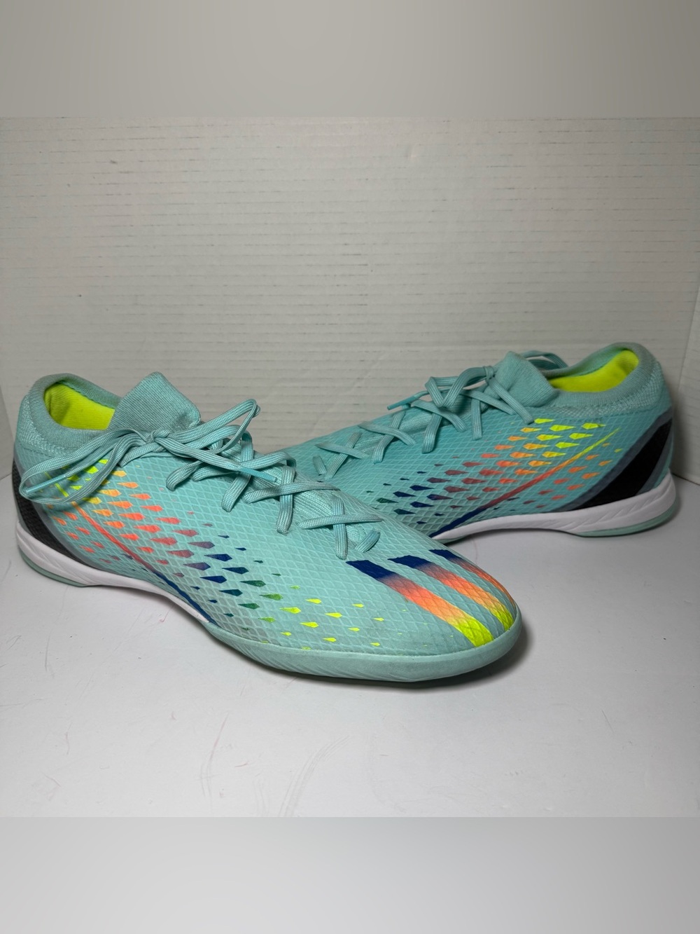 Adidas Men’s 11.5 X Speedportal.3 Indoor Soccer Shoes Cleats Clear Aqua Solar
